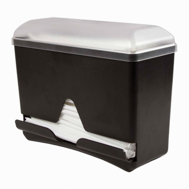 Single Sided Bulk Straw Dispenser Black and Clear