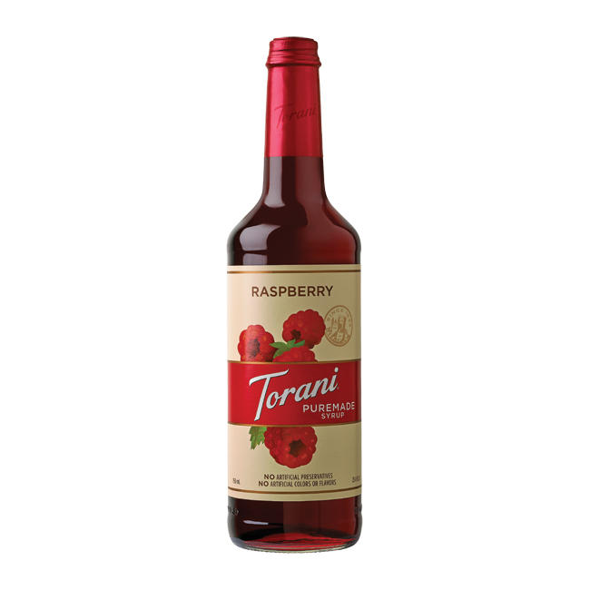 Torani Raspberry Puremade Syrup – 750 mL Case | Houston's Inc.